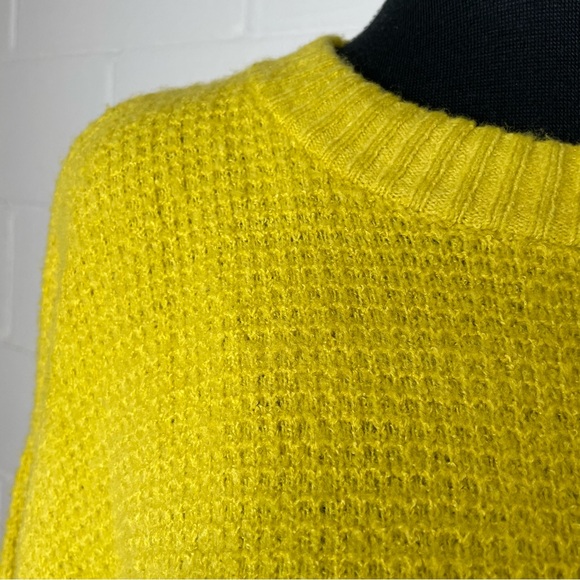 Anthropologie Saturday Sunday Chartreuse Crewneck Waffle Knit Sweater - Picture 5 of 9